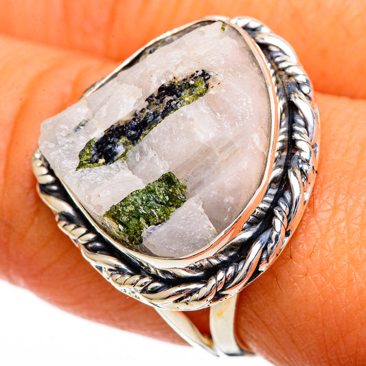 Green Tourmaline in Quartz Rings handcrafted by Ana Silver Co - RING107072