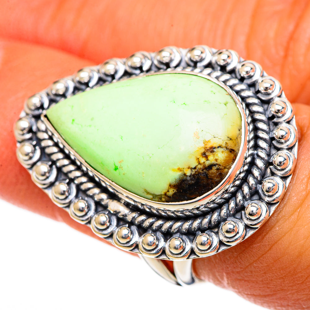 Lemon Chrysoprase Rings handcrafted by Ana Silver Co - RING107076
