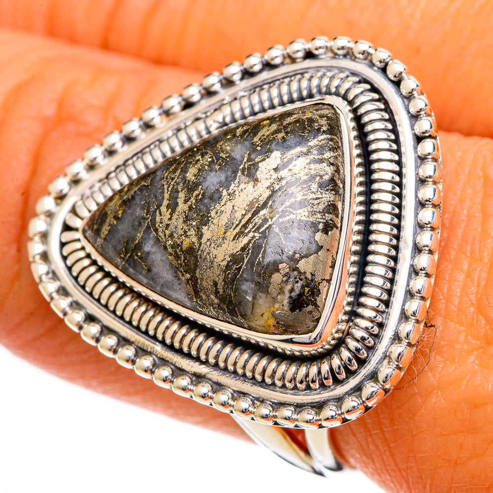Pyrite Agate Rings handcrafted by Ana Silver Co - RING107097