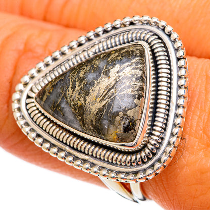 Pyrite Agate Rings handcrafted by Ana Silver Co - RING107097