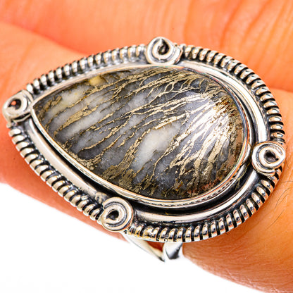 Pyrite Agate Rings handcrafted by Ana Silver Co - RING107098