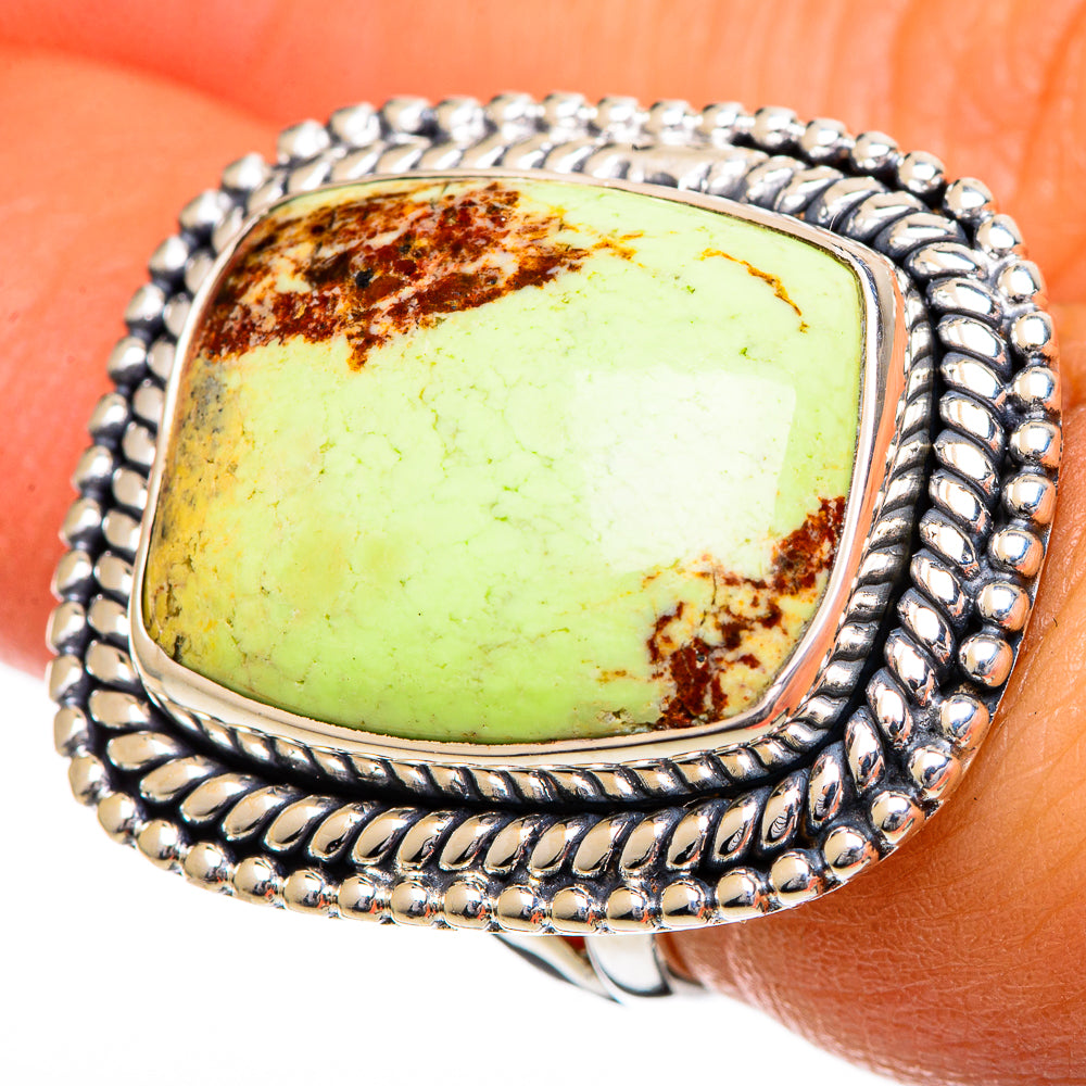 Lemon Chrysoprase Rings handcrafted by Ana Silver Co - RING107117