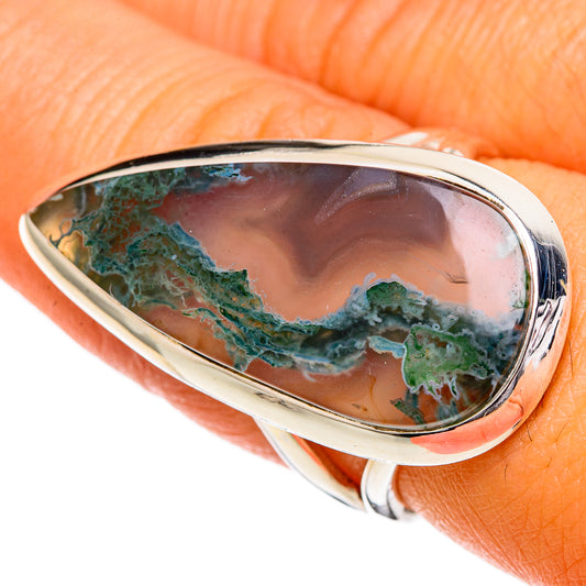 Green Moss Agate Rings handcrafted by Ana Silver Co - RING107118