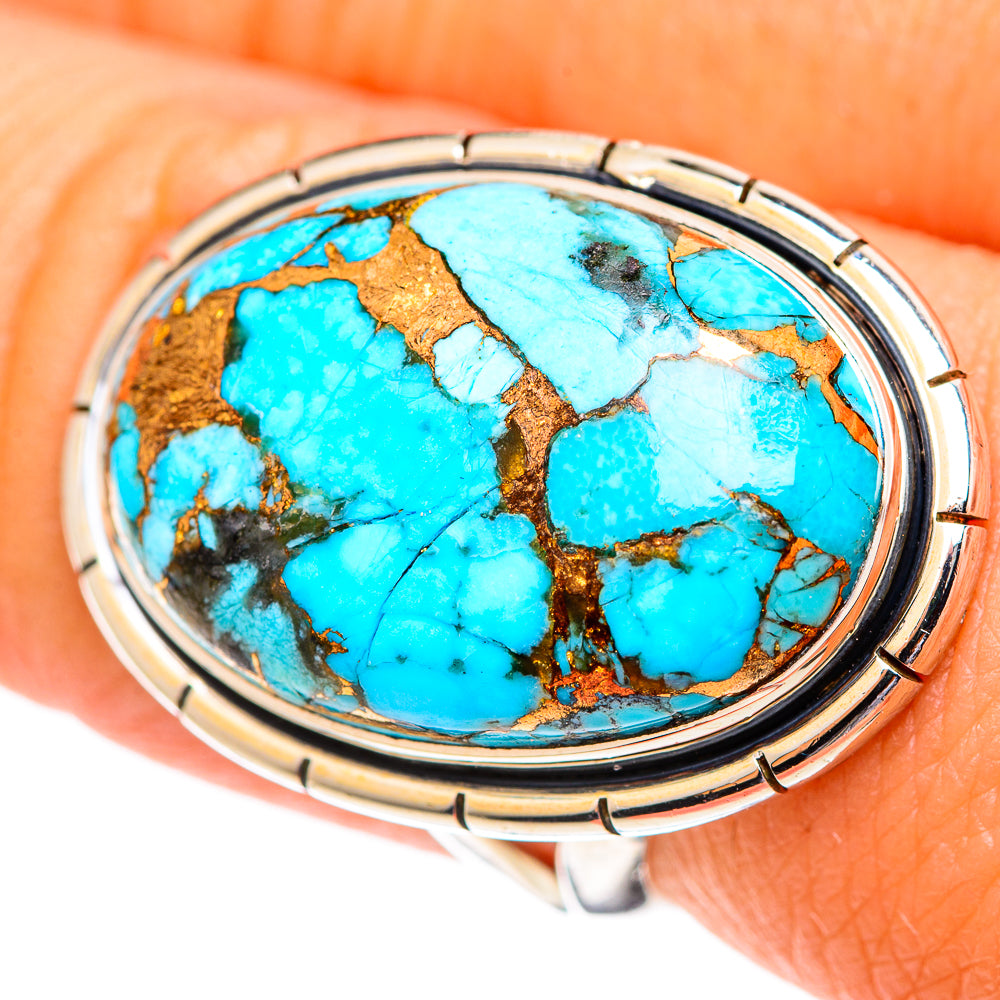 Blue Copper Composite Turquoise Rings handcrafted by Ana Silver Co - RING107130