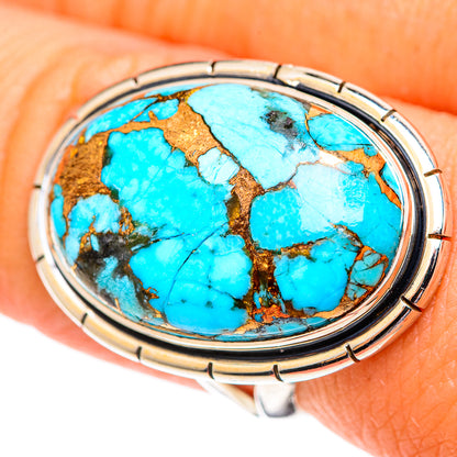Blue Copper Composite Turquoise Rings handcrafted by Ana Silver Co - RING107130