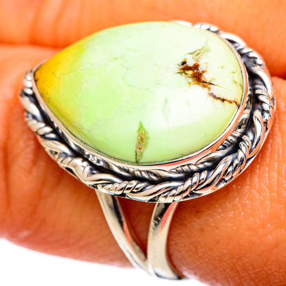 Lemon Chrysoprase Rings handcrafted by Ana Silver Co - RING107142