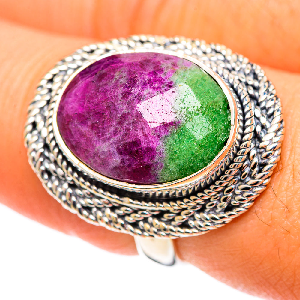 Ruby Zoisite Rings handcrafted by Ana Silver Co - RING107150