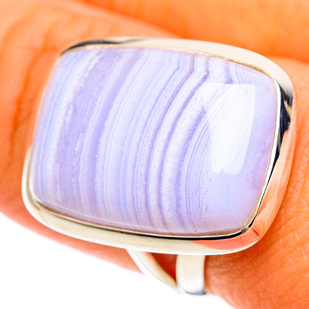 Blue Lace Agate Rings handcrafted by Ana Silver Co - RING107156