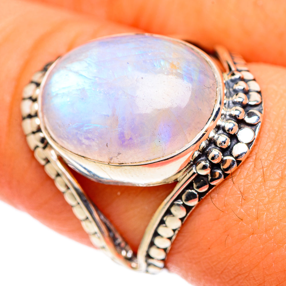 Rainbow Moonstone Rings handcrafted by Ana Silver Co - RING107157