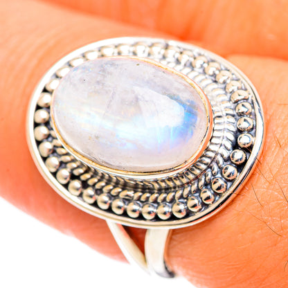 Rainbow Moonstone Rings handcrafted by Ana Silver Co - RING107191