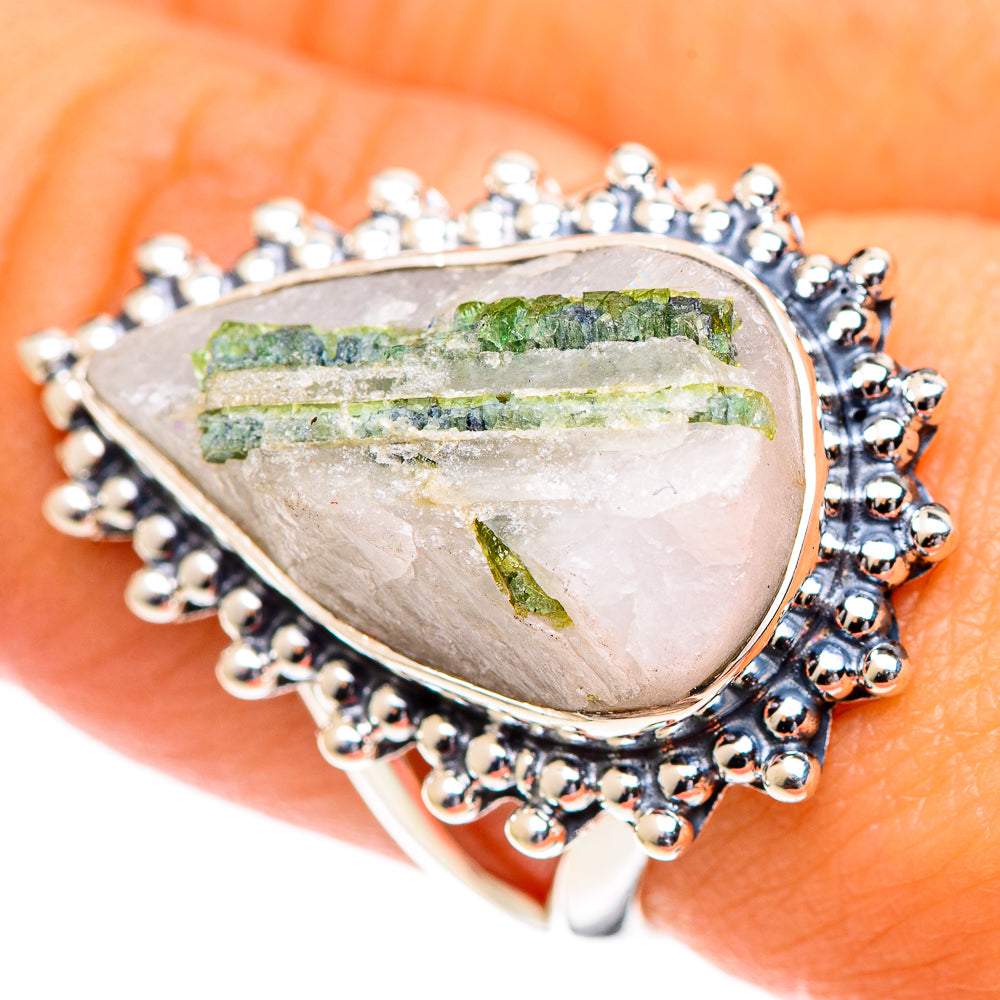 Green Tourmaline in Quartz Rings handcrafted by Ana Silver Co - RING107206
