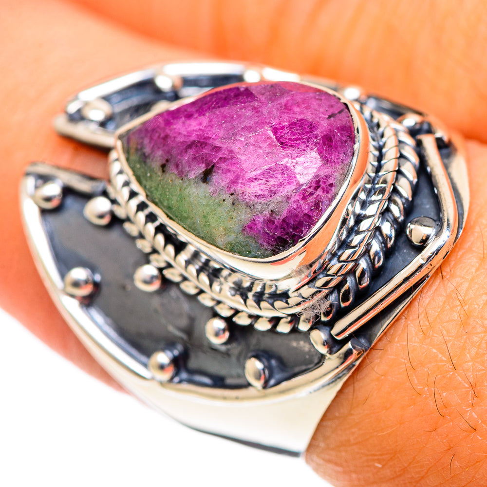 Ruby Zoisite Rings handcrafted by Ana Silver Co - RING107216