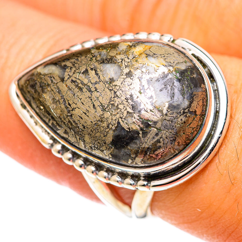Pyrite Agate Rings handcrafted by Ana Silver Co - RING107220