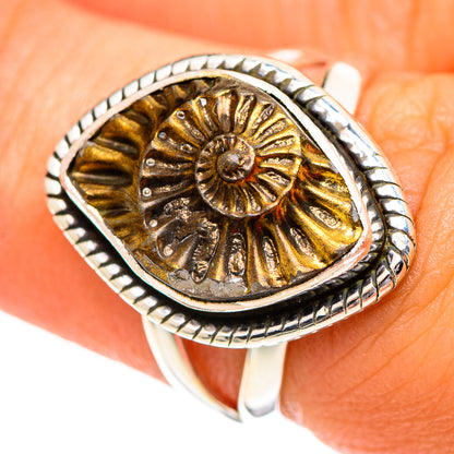 Pyrite Fossil Rings handcrafted by Ana Silver Co - RING107254