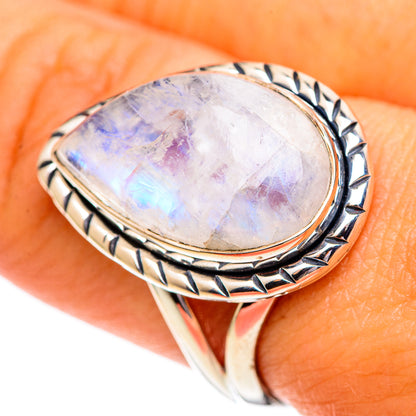 Rainbow Moonstone Rings handcrafted by Ana Silver Co - RING107257