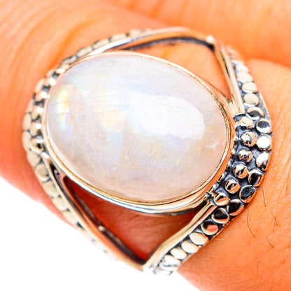 Rainbow Moonstone Rings handcrafted by Ana Silver Co - RING107258