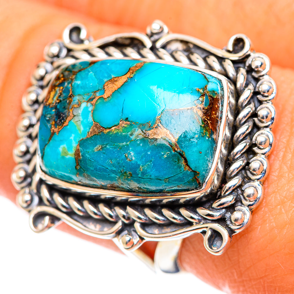 Blue Copper Composite Turquoise Rings handcrafted by Ana Silver Co - RING107261