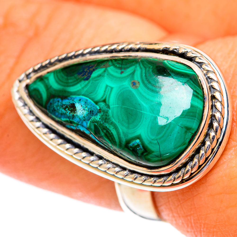 Malachite In Chrysocolla Rings handcrafted by Ana Silver Co - RING107268