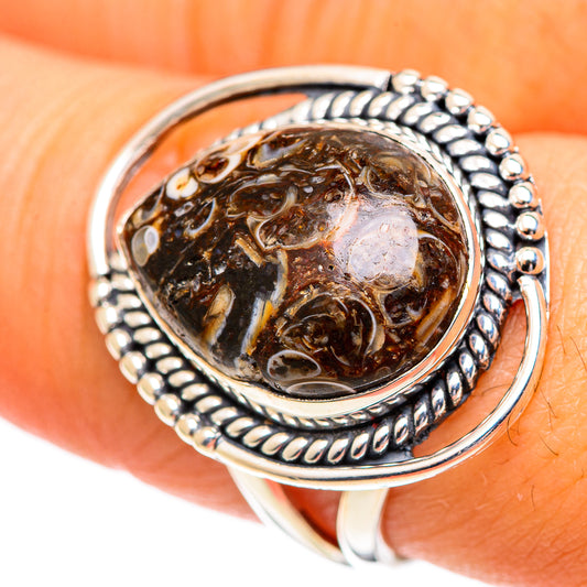 Turritella Agate Rings handcrafted by Ana Silver Co - RING107274
