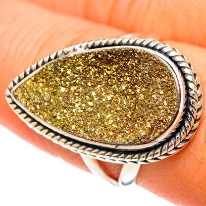 Spectro Pyrite Fossil Rings handcrafted by Ana Silver Co - RING107283