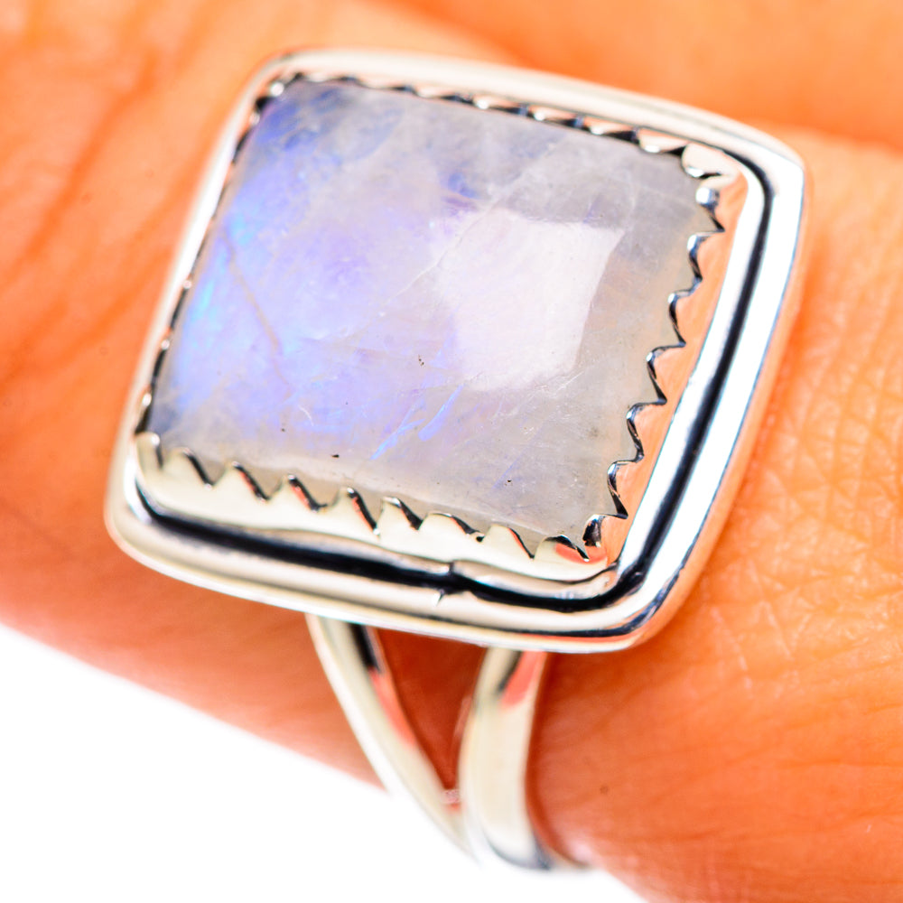 Rainbow Moonstone Rings handcrafted by Ana Silver Co - RING107317