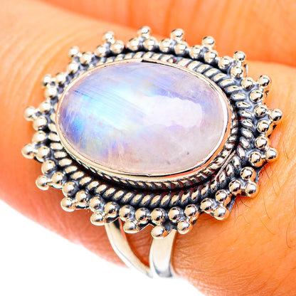 Rainbow Moonstone Rings handcrafted by Ana Silver Co - RING107318