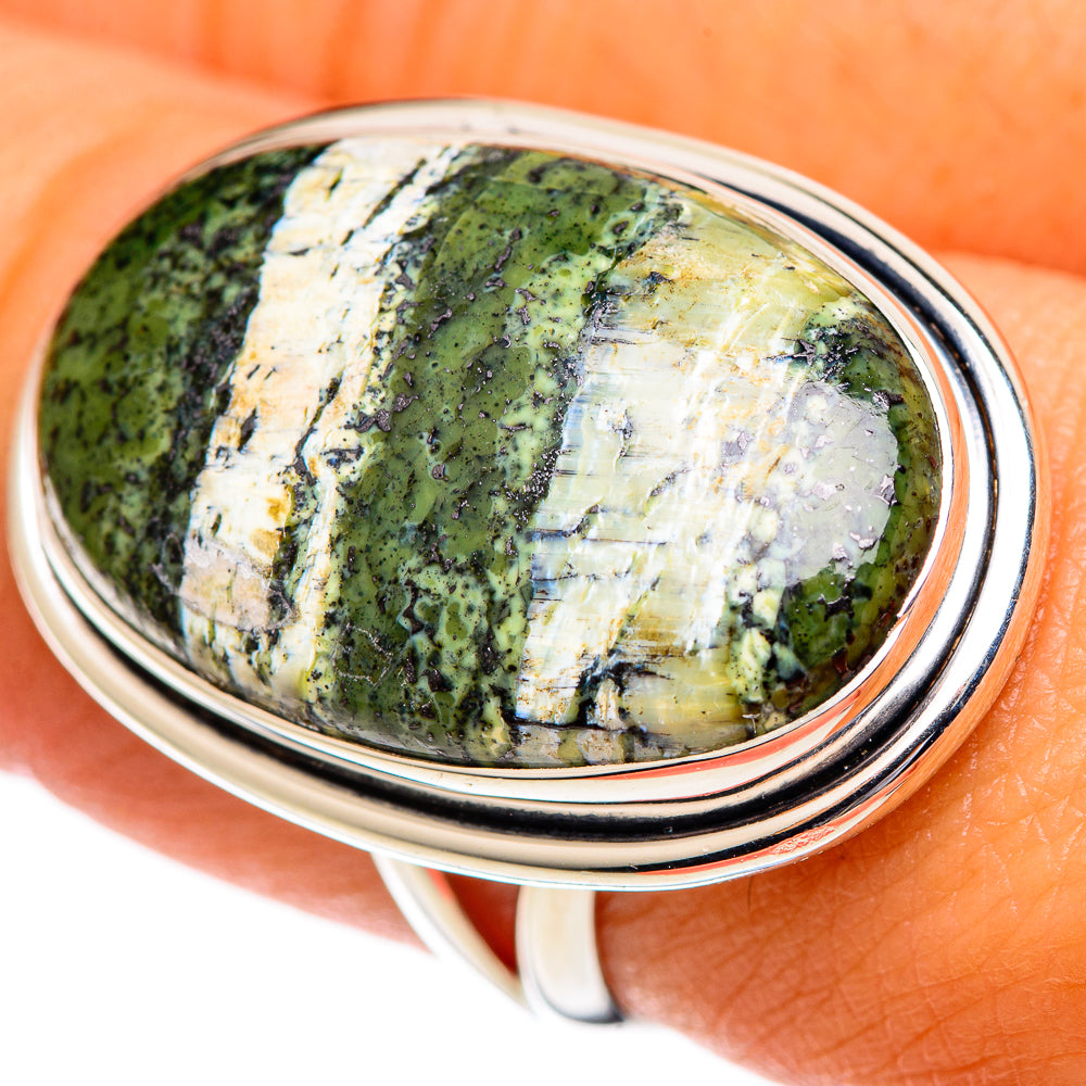 Green Vein Jasper Rings handcrafted by Ana Silver Co - RING107330