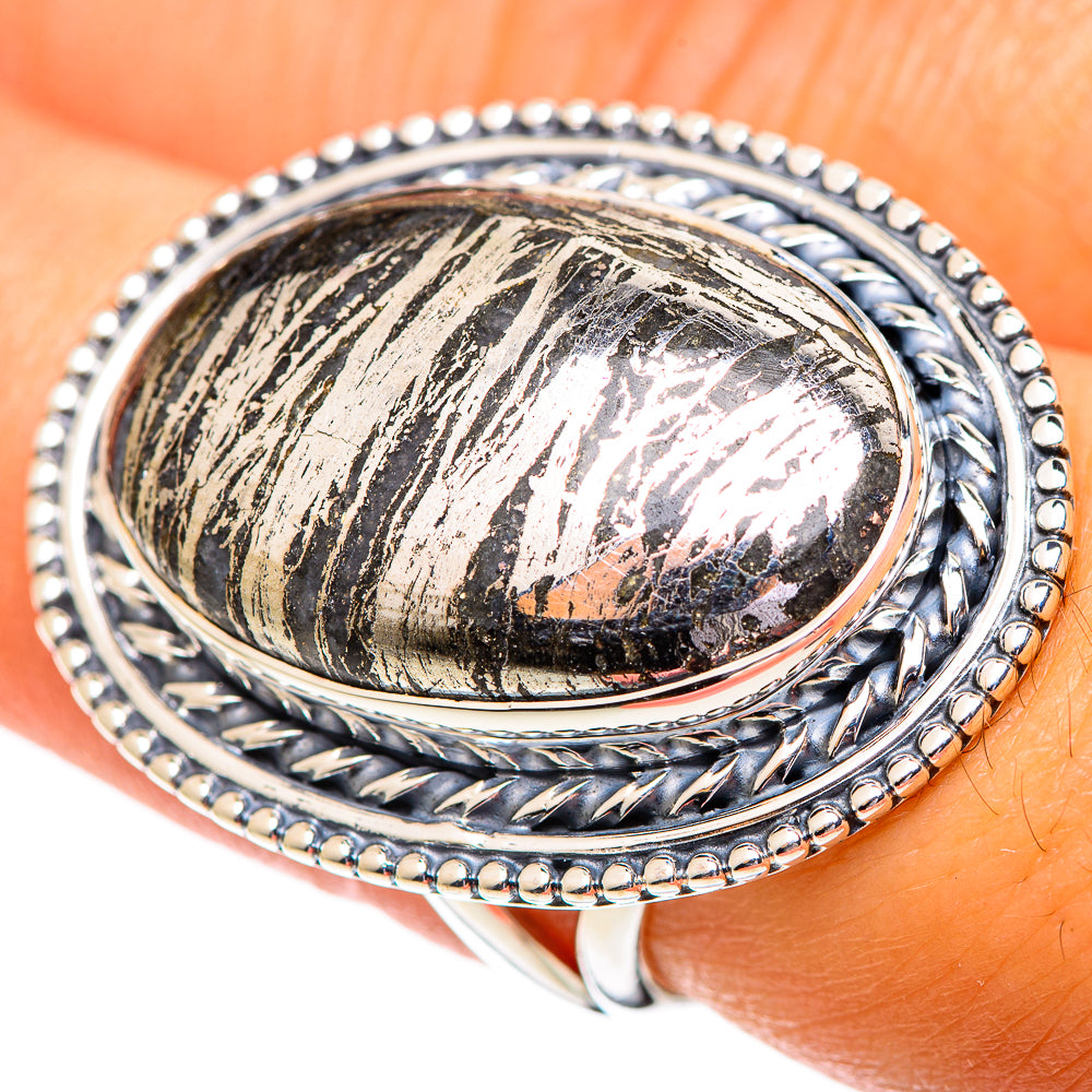Pyrite Agate Rings handcrafted by Ana Silver Co - RING107345