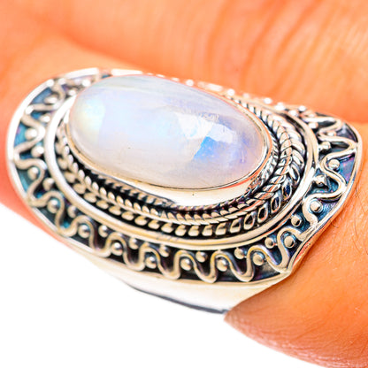 Rainbow Moonstone Rings handcrafted by Ana Silver Co - RING107350