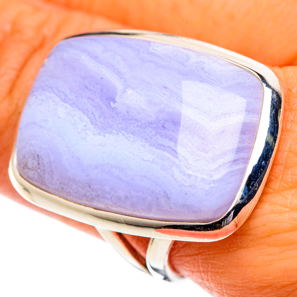 Blue Lace Agate Rings handcrafted by Ana Silver Co - RING107351