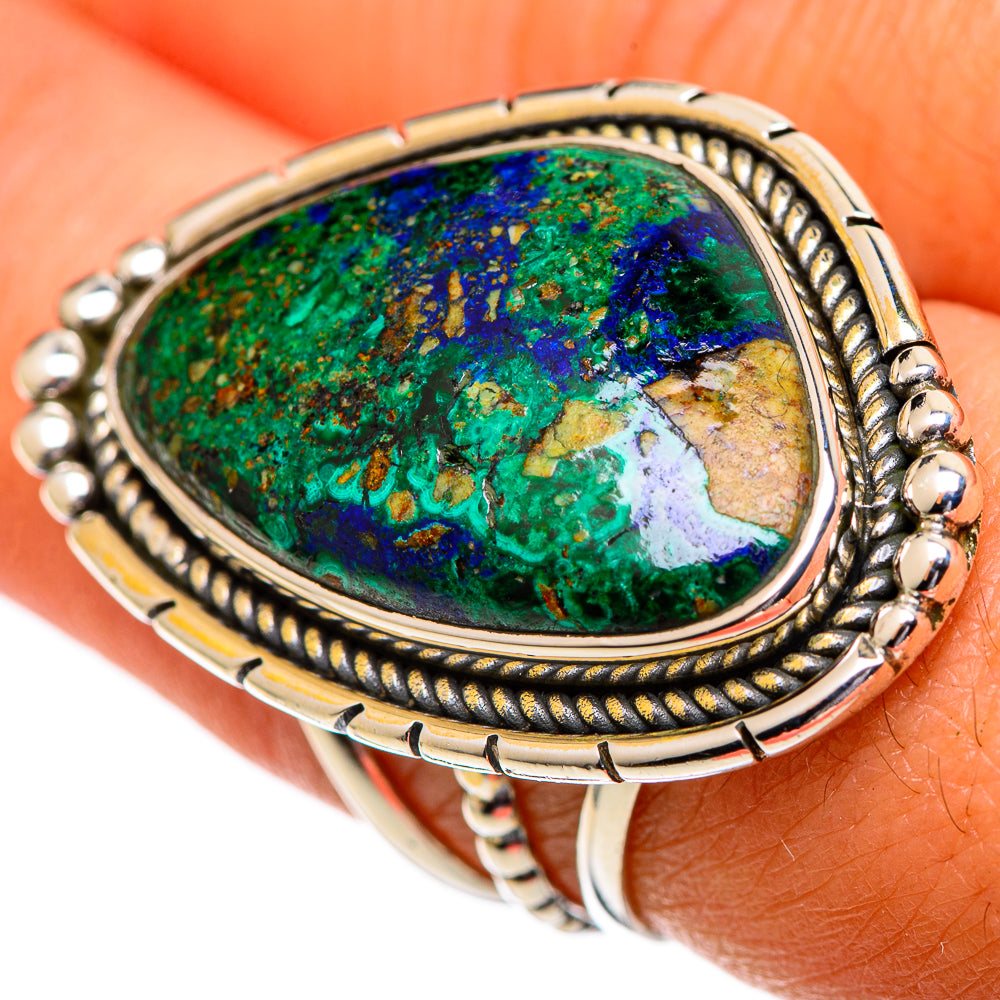 Azurite Malachite Rings handcrafted by Ana Silver Co - RING107357
