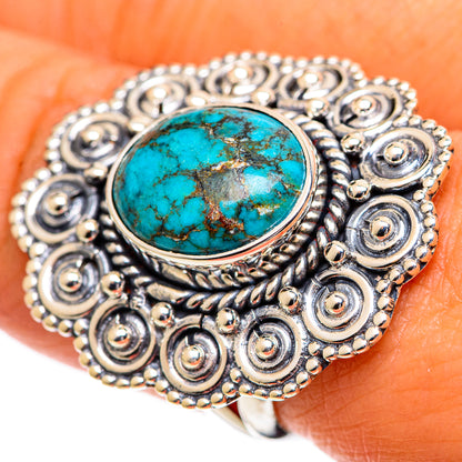 Blue Copper Composite Turquoise Rings handcrafted by Ana Silver Co - RING107358