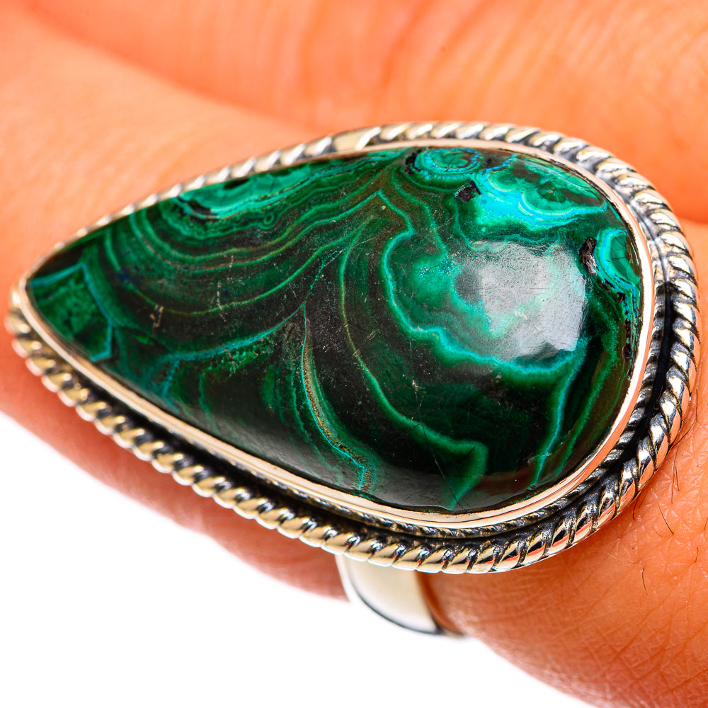 Malachite In Chrysocolla Rings handcrafted by Ana Silver Co - RING107367