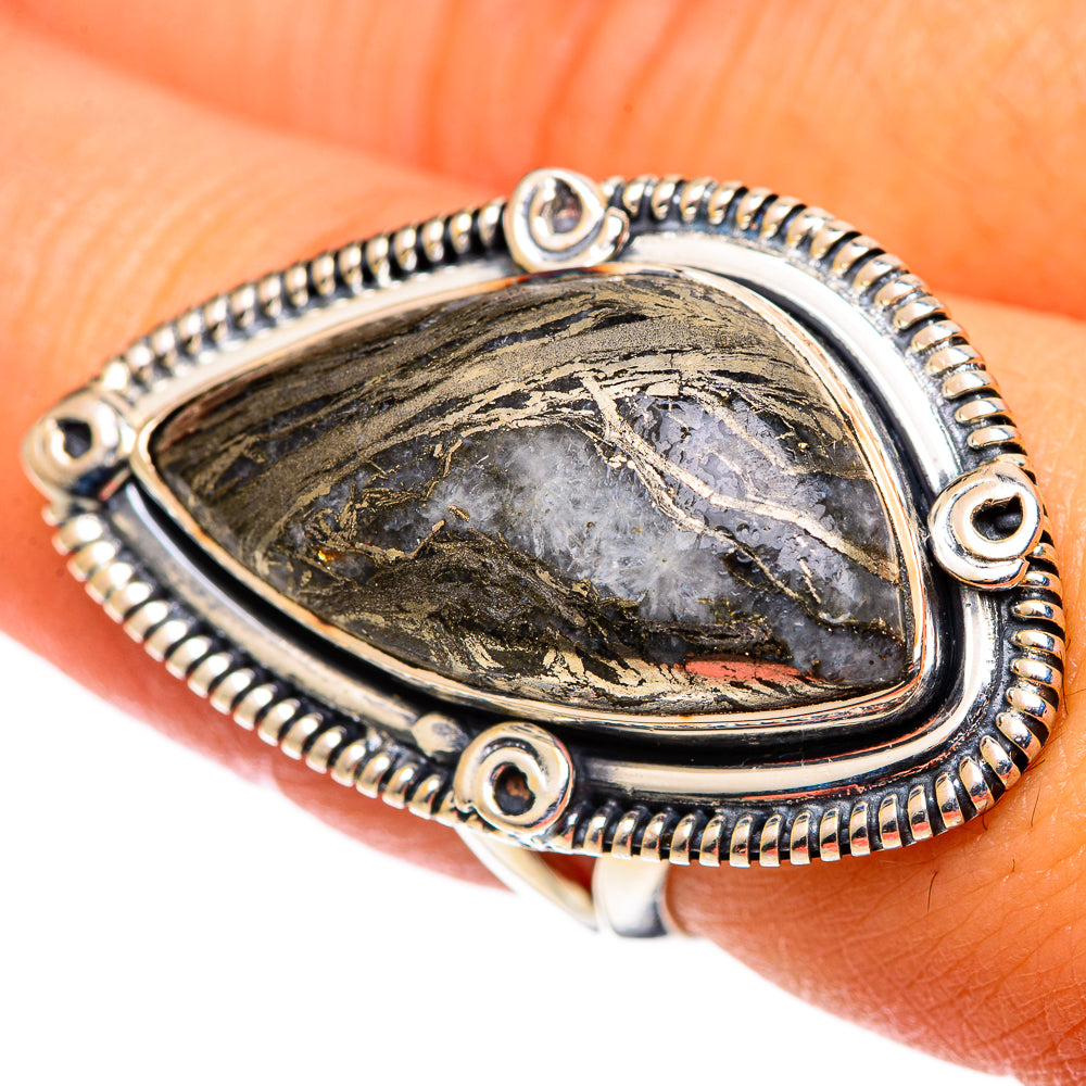 Pyrite Agate Rings handcrafted by Ana Silver Co - RING107388