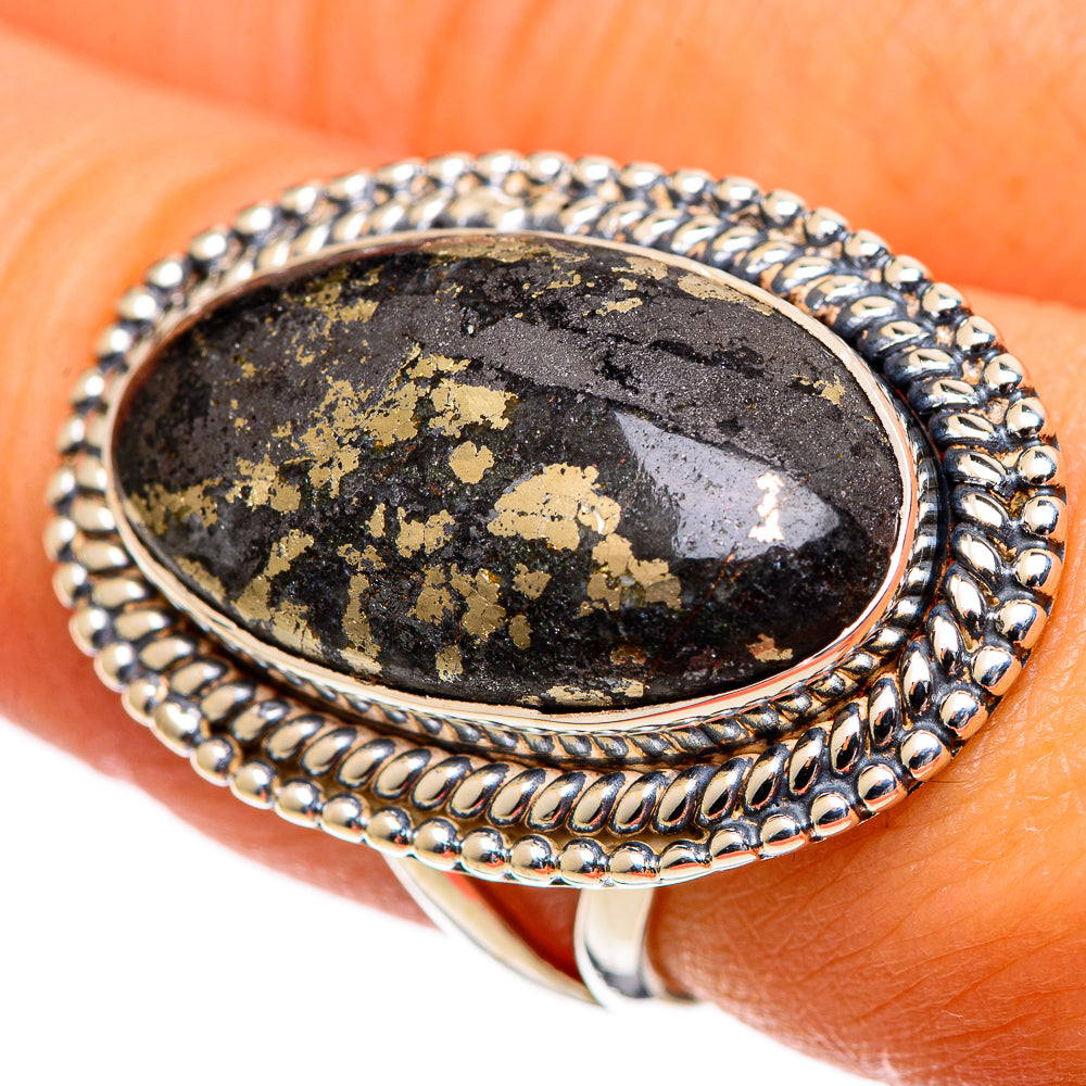 Pyrite Agate Rings handcrafted by Ana Silver Co - RING107390