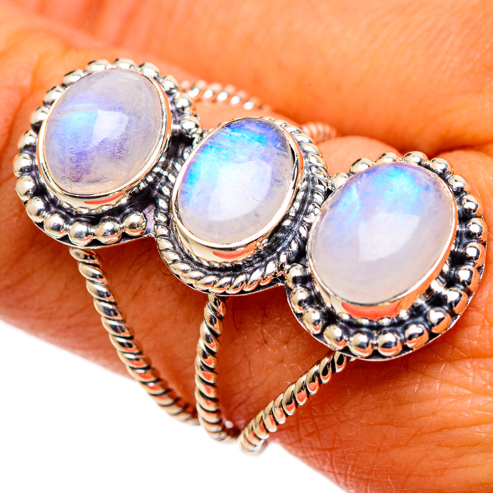 Rainbow Moonstone Rings handcrafted by Ana Silver Co - RING107400