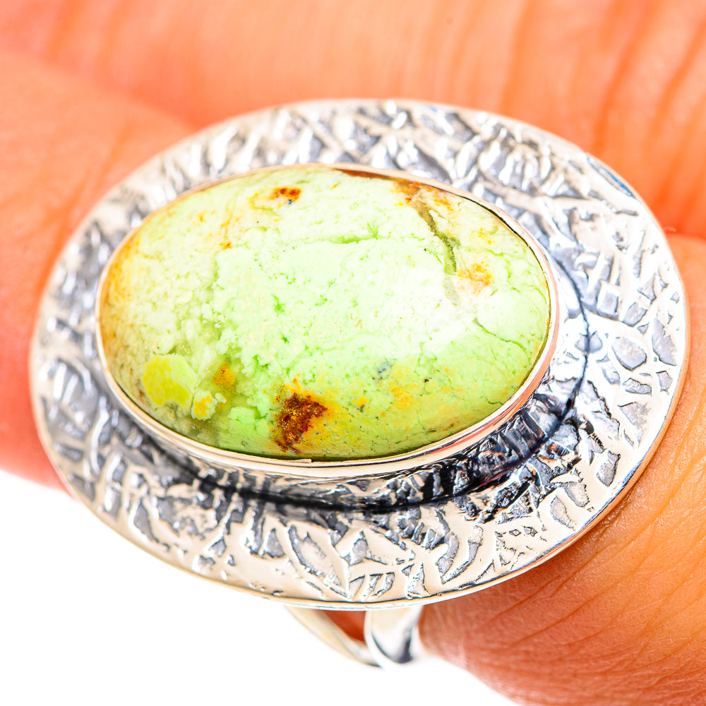 Lemon Chrysoprase Rings handcrafted by Ana Silver Co - RING107411