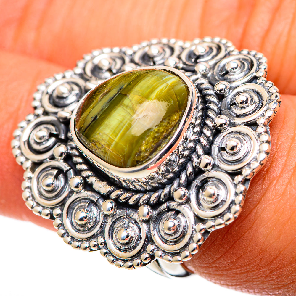African Green Opal Rings handcrafted by Ana Silver Co - RING107416