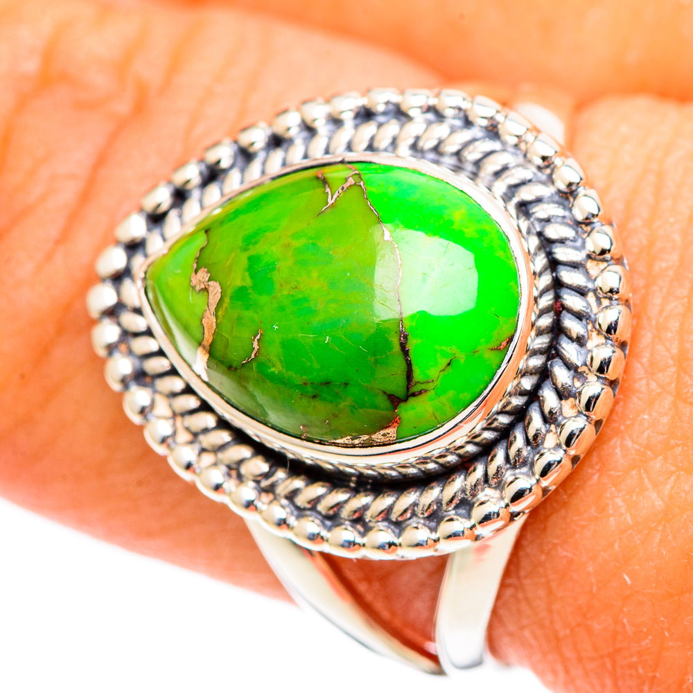 Green Copper Composite Turquoise Rings handcrafted by Ana Silver Co - RING107439
