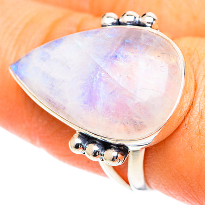 Rainbow Moonstone Rings handcrafted by Ana Silver Co - RING107457
