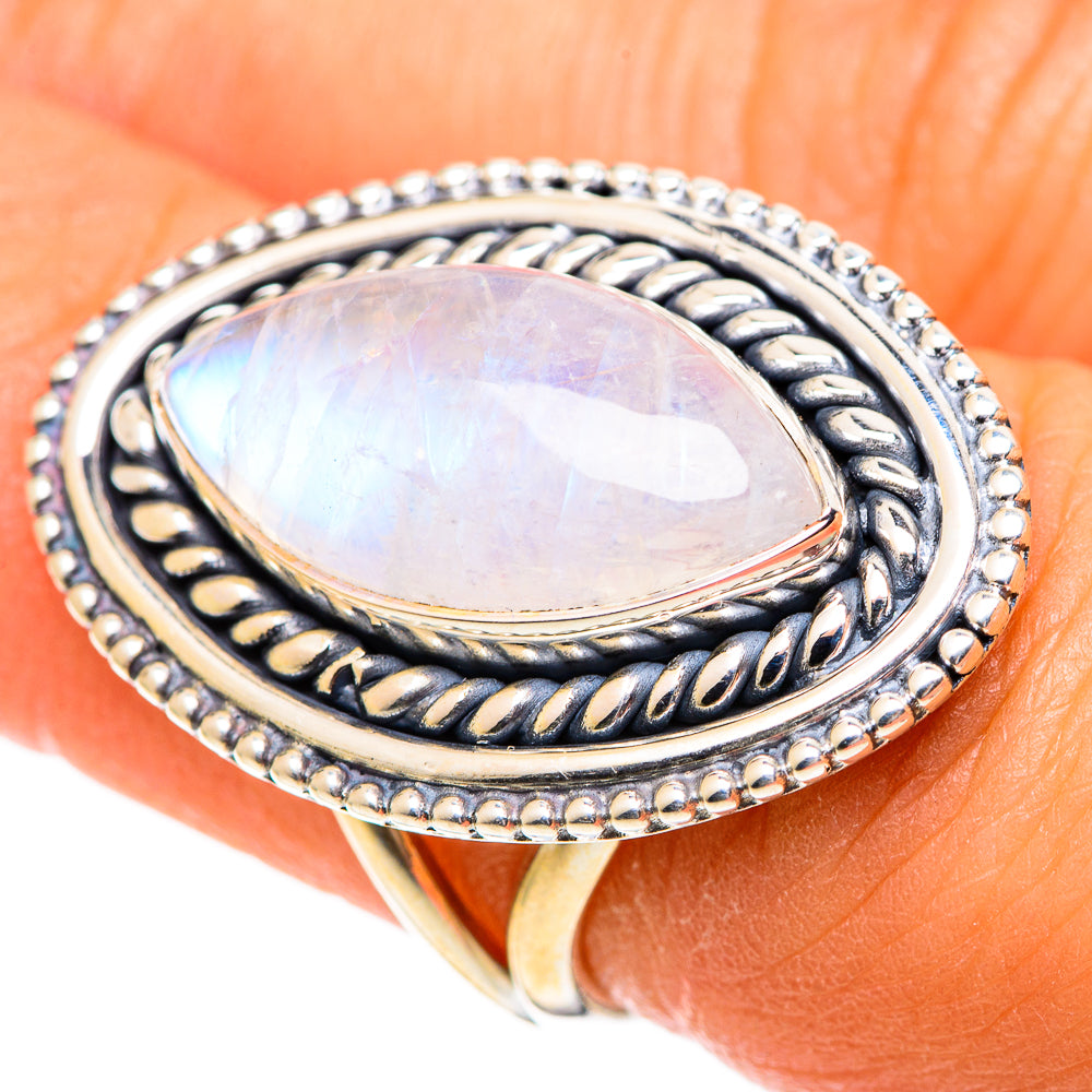 Rianbow Moonstone Rings handcrafted by Ana Silver Co - RING107493