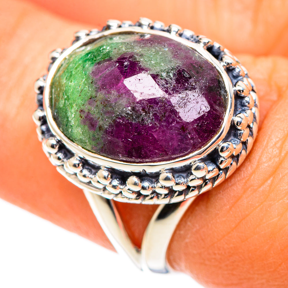 Ruby Zoisite Rings handcrafted by Ana Silver Co - RING107495