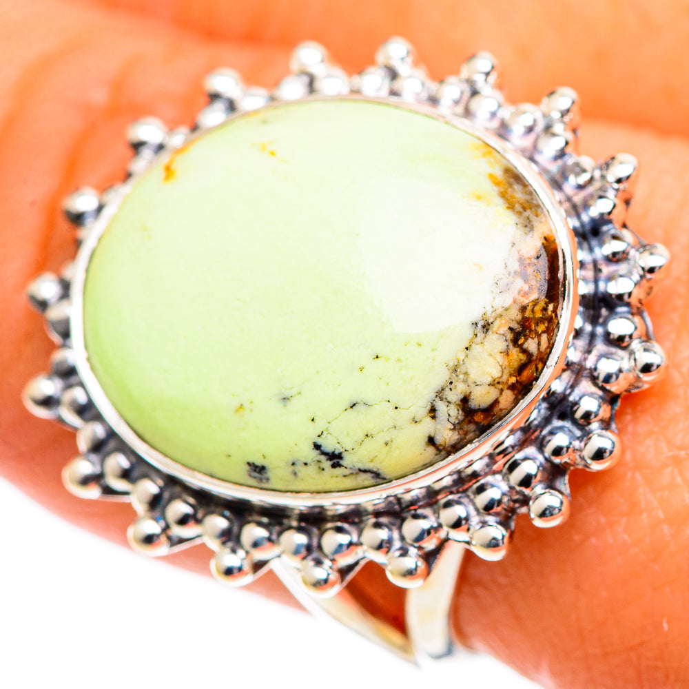 Lemon Chrysoprase Rings handcrafted by Ana Silver Co - RING107508