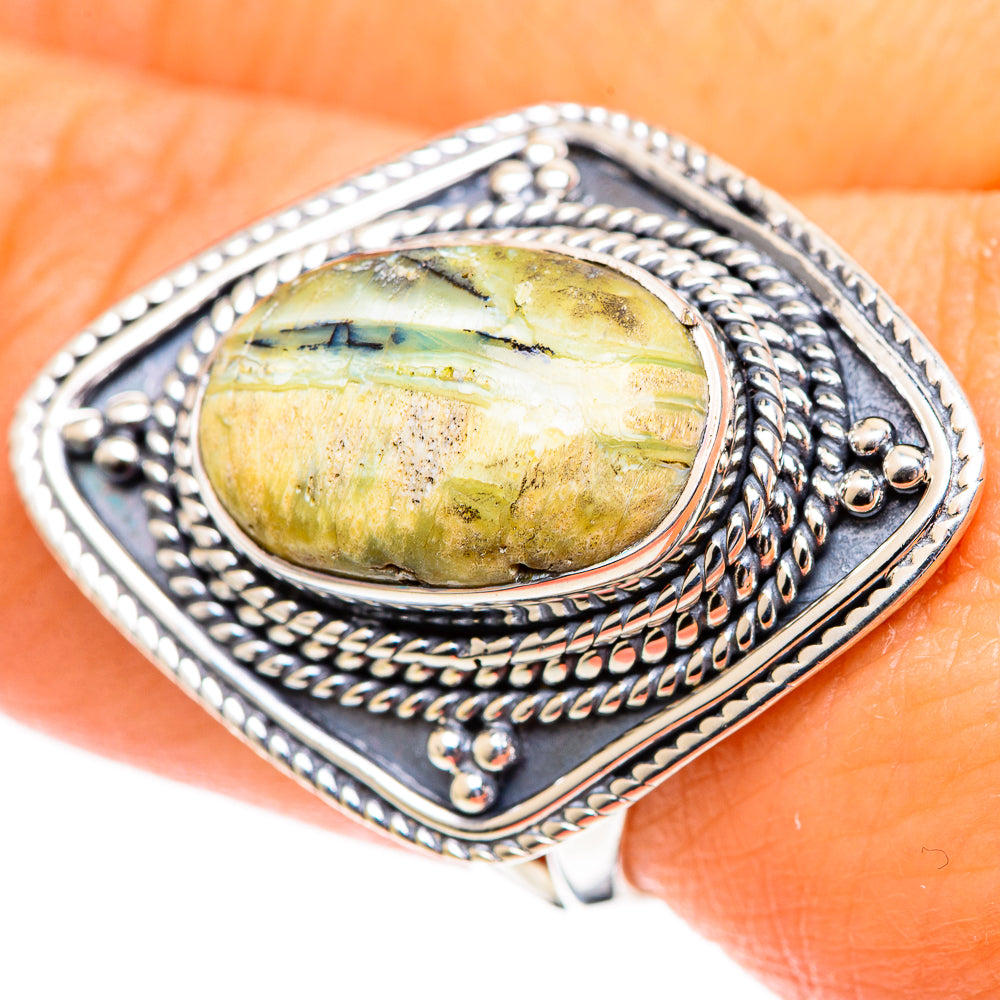 African Green Opal Rings handcrafted by Ana Silver Co - RING107509