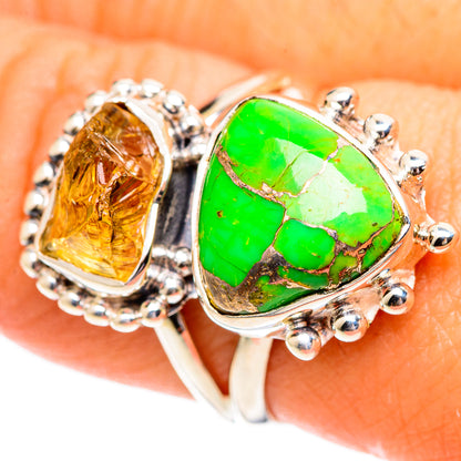 Green Copper Composite Turquoise Rings handcrafted by Ana Silver Co - RING107510