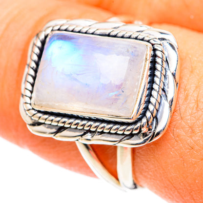 Rainbow Moonstone Rings handcrafted by Ana Silver Co - RING107525