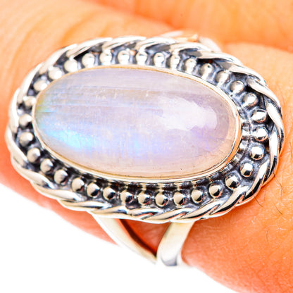 Rainbow Moonstone Rings handcrafted by Ana Silver Co - RING107526