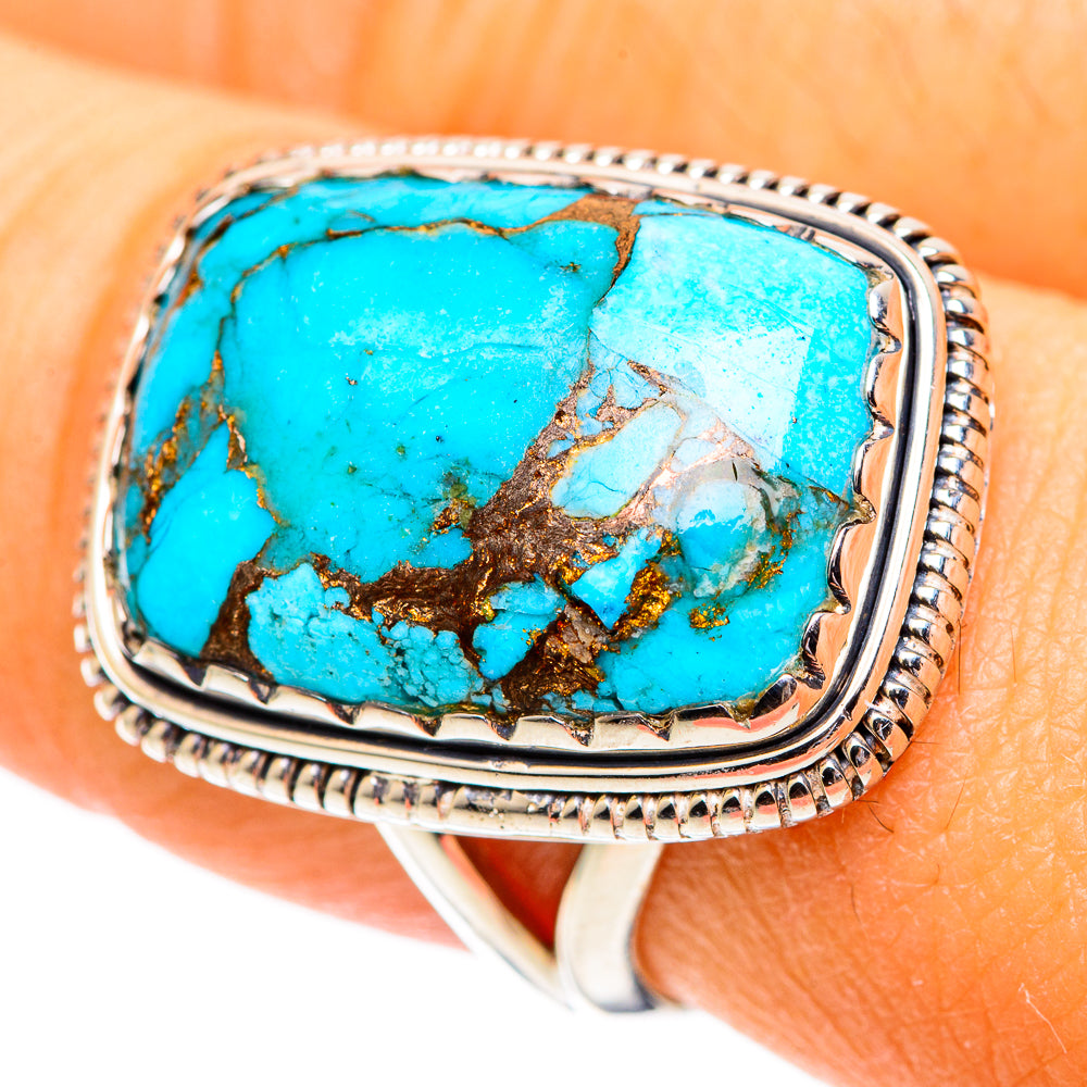 Blue Copper Composite Turquoise Rings handcrafted by Ana Silver Co - RING107530