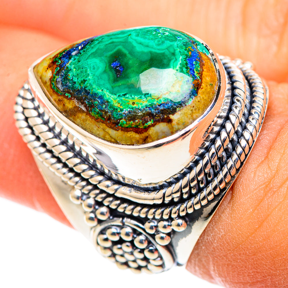 Malachite In Chrysocolla Rings handcrafted by Ana Silver Co - RING107565