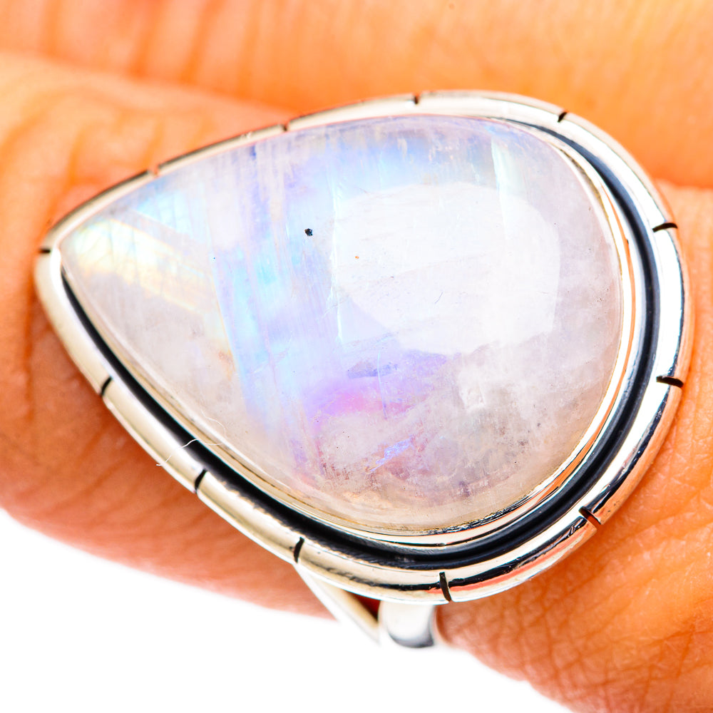 Rainbow Moonstone Rings handcrafted by Ana Silver Co - RING107583